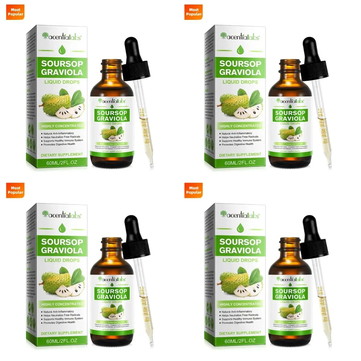 Acentiallabs venda quente 60ml graviola líquido amargo gotas suplementos dietéticos 100% puro orgânico graviola extrato para adlut — image 10