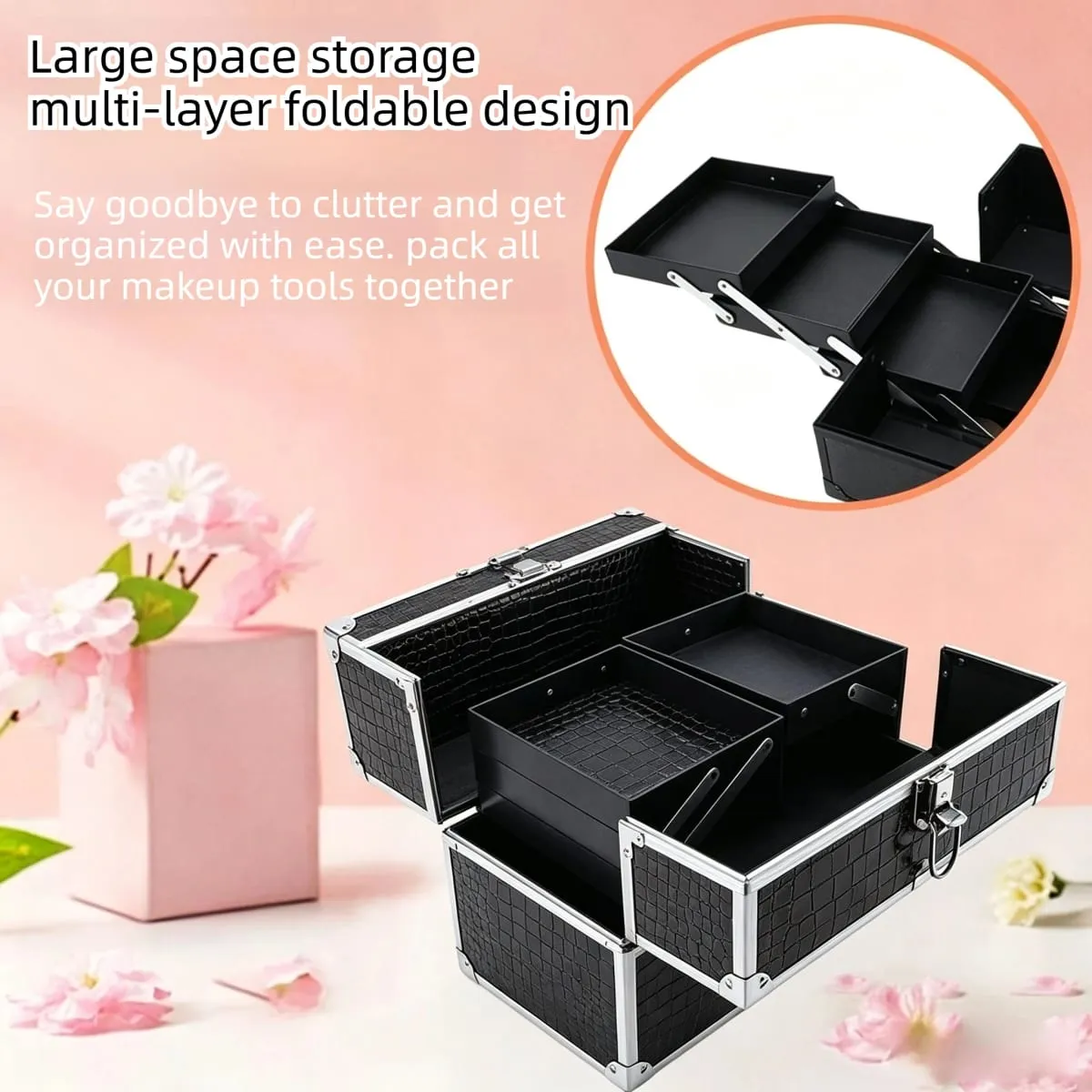 Professional Aluminum Alloy Cosmetic Case Large Capacity Multi-layer Portable Storage Box For Nail Tattoo Makeup Beauty Supplies — image 1
