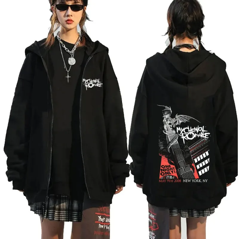 Rock Band My Chemical Romance Mcr Dead Zipper Hoodie Black Parade Punk Emo Zip Up Sweatshirt Men Fashion Vintage Hip Hop Hoodies