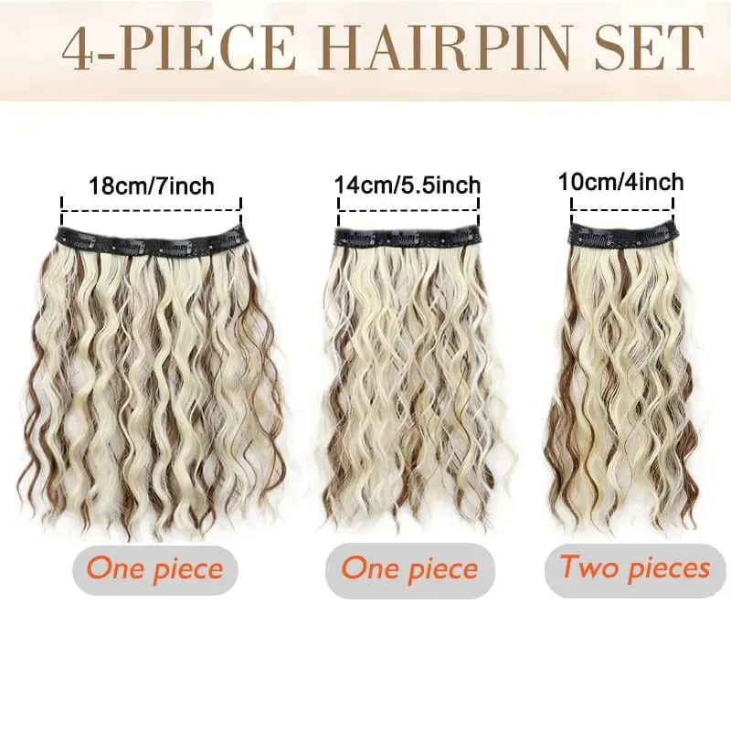 4 Pieces/Set Synthetic Clip In Hair Extensions Short Water Ripple Hair Pieces Soft Fluffy Curly Wig Fashion Hair Accessories — image 4