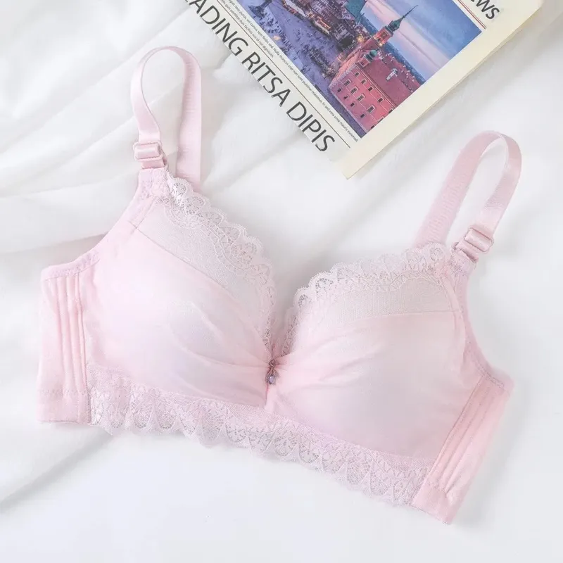 Ultra-Thick 8cm Push up Bra Lace Gathered Wireless Full Coverage Lingerie Side Support for A/B Cup Women — image 11