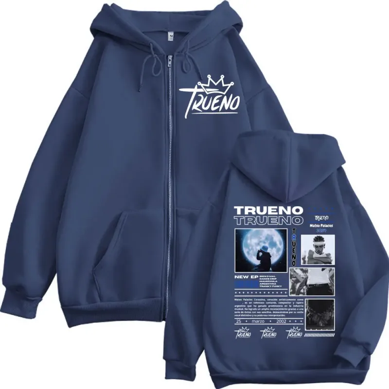 Rapper Trueno Dupla Face Impressão Zíper Moletom Com Capuz Homens Mulheres Harajuku Hip Hop Zip Up Moletons Moda Casual Pulôveres de Grandes Dimensões — image 6