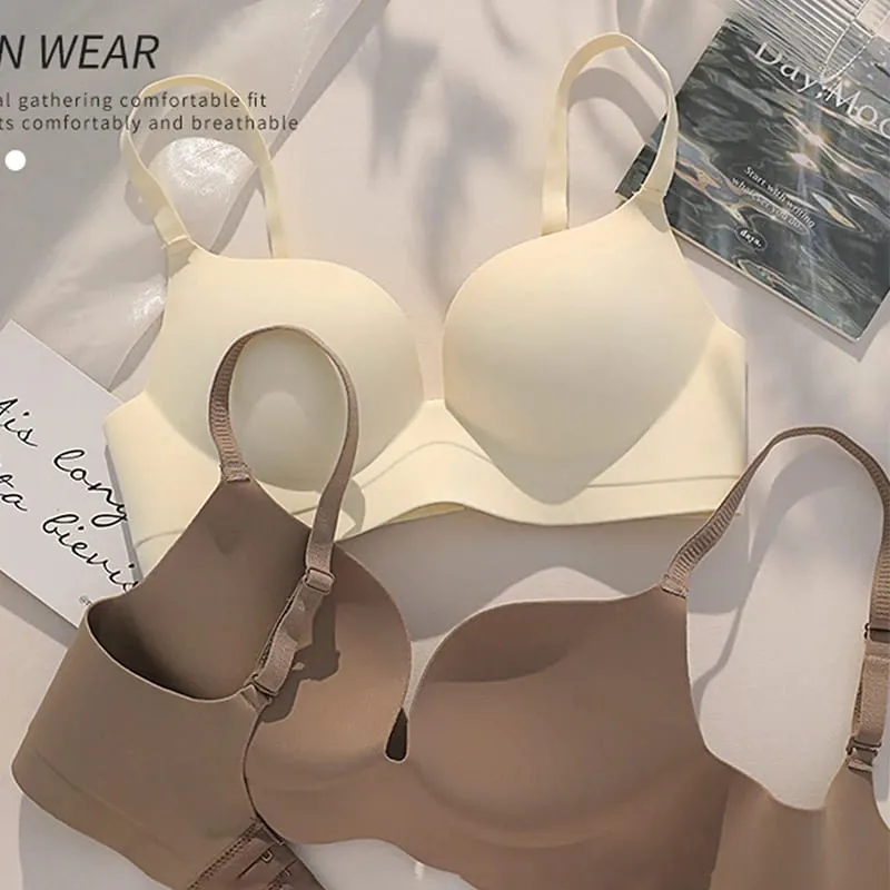 1Pcs Women Seamless Wireless Push Up Bra for Women Nude Brown Smooth Contour Cup Invisible Underwire-Free Bralette Daily Wear — image 2