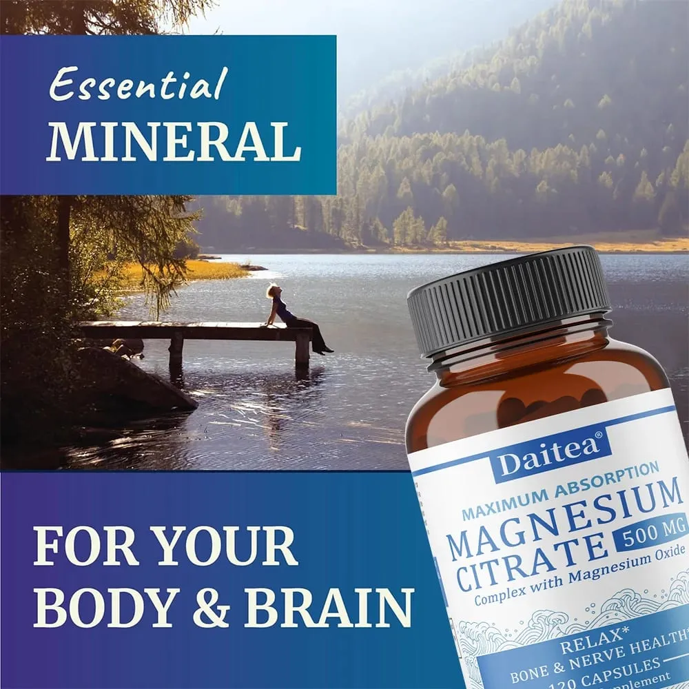 Complexo de citrato de magnésio 500 MG para relaxamento calmo e suporte à saúde da digestão - suplemento de magnésio de alta absorção — image 2