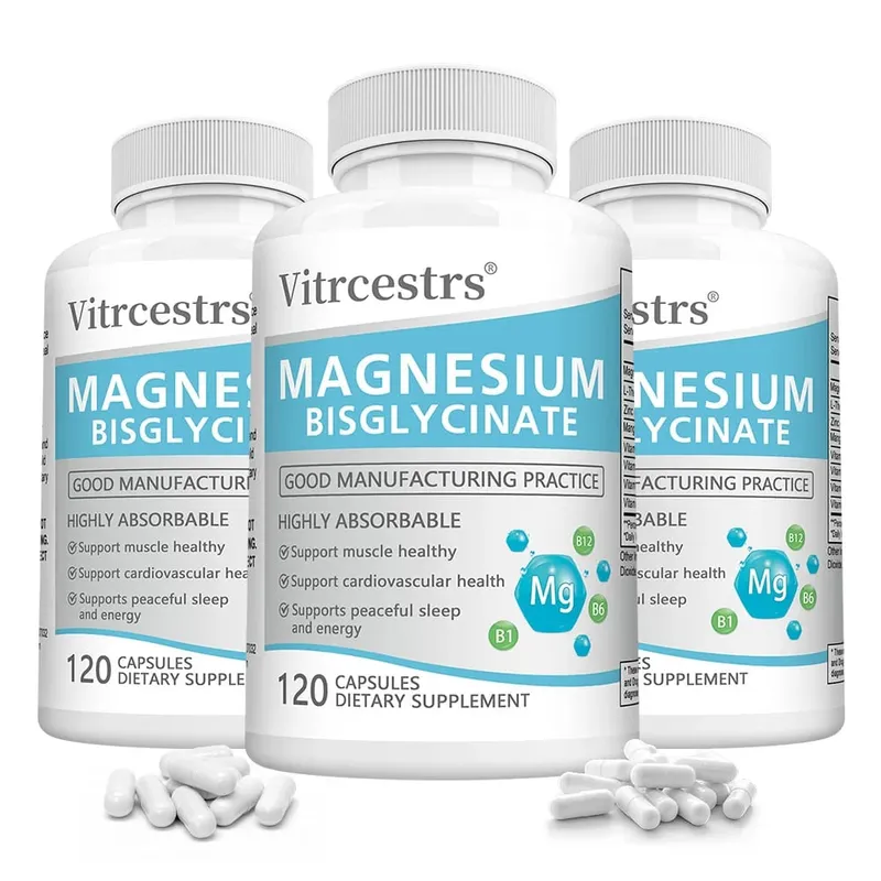 Magnesium Bisglycinate Capsules 450mg Daily Mineral Supplement Support Muscle Joint Cardiovascular and Digestive Body Wellness — image 1