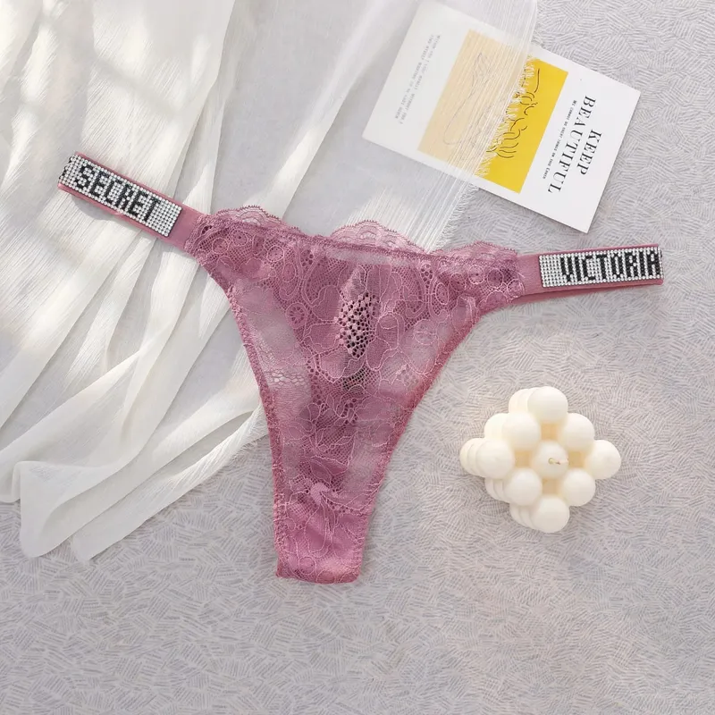 VS Sexy Panties Lingerie Victoria Secret Seamless Lace Thongs For Women Comfortable Breathable High Waist Underwear — image 4