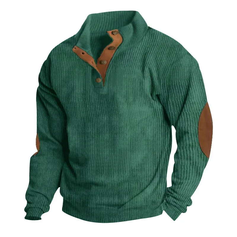 Men's Cargo Sweatshirt American Splicing Patch Pullover Men's Outdoor Jacket Corduroy Casual Long Sleeve Sweatshirt — image 14