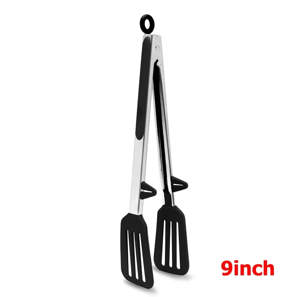 Silicone Kitchen Food Tongs Non Stick Heat Resistant Cooking Clip For BBQ Salad Steak Pasta Household Kitchen Utensils