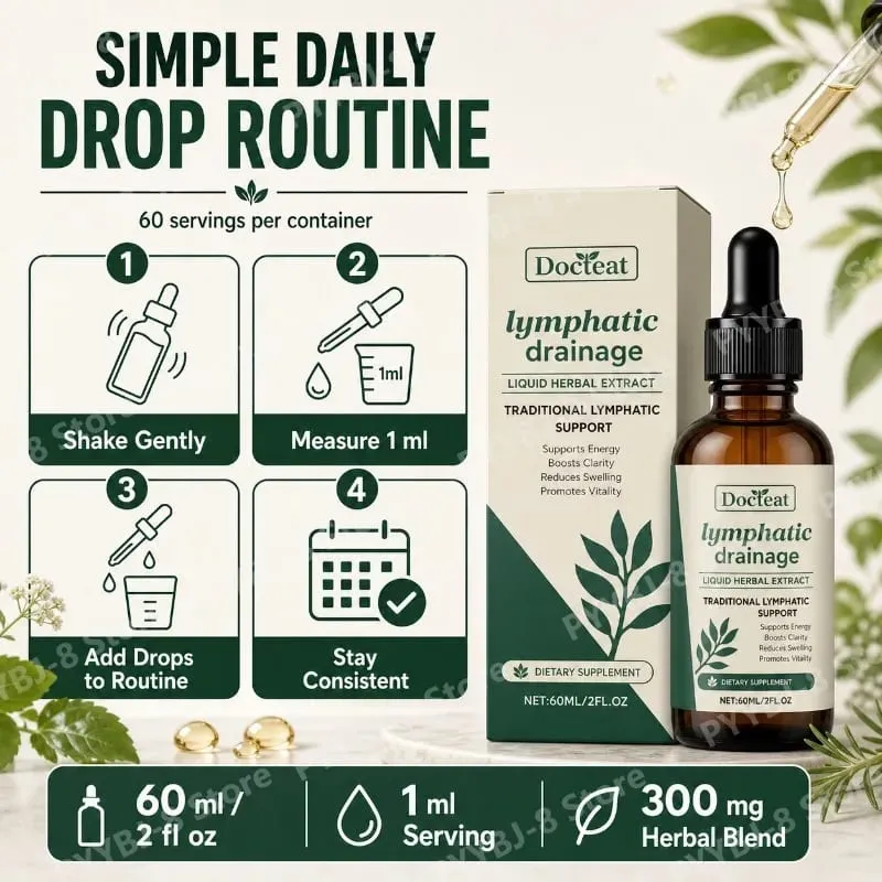 Lymphatic Drainage Drops 60ml Supplement Help Bloat Relief & Immune System Health with Cleavers Red Clover and Stillingia Root — image 4