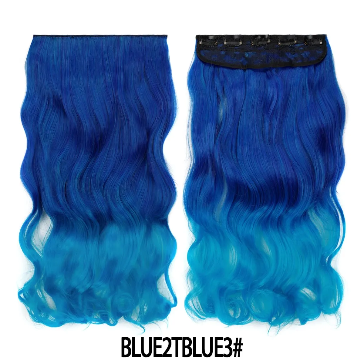Jeedou uma peça 5 clipes ondulado ombre clipe em extensões de cabelo longo onda de água cabelo encaracolado sintético pedaço arco-íris colorido cabelo — image 37