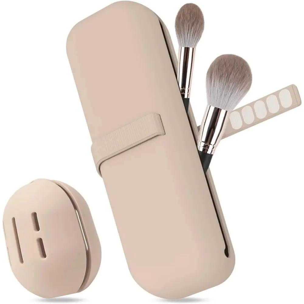 Travel Makeup Brush Holder Silicone Cosmetic Brushes Bag Makeup Sponge Case Portable Waterproof Makeup Tools for Women Girls — image 2