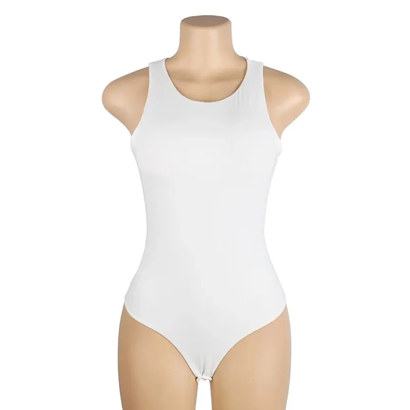 Women Sleeveless Stretch Base Layer Bodysuit One Piece Crew Neck Open Crotch Slim Fit Versatile Solid Tank Top S-2XL For Summer — image 9