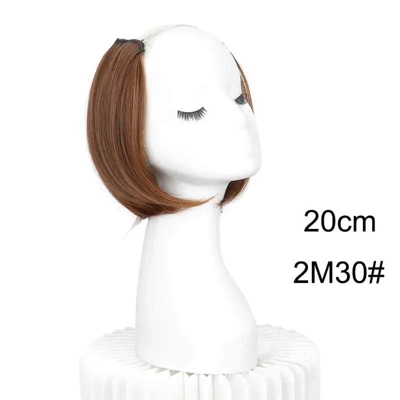 20/30cm sintético curto reto fivela interna em forma de v meia cabeça extensão do cabelo invisível peruca para mulher — image 9