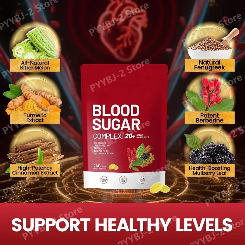 Blood Sugar Complex Supplement 240 Softgels Contain Multivitamin & Cinnamon bitter Gourd 20 Herbs Extract Support Daily Health — image 2
