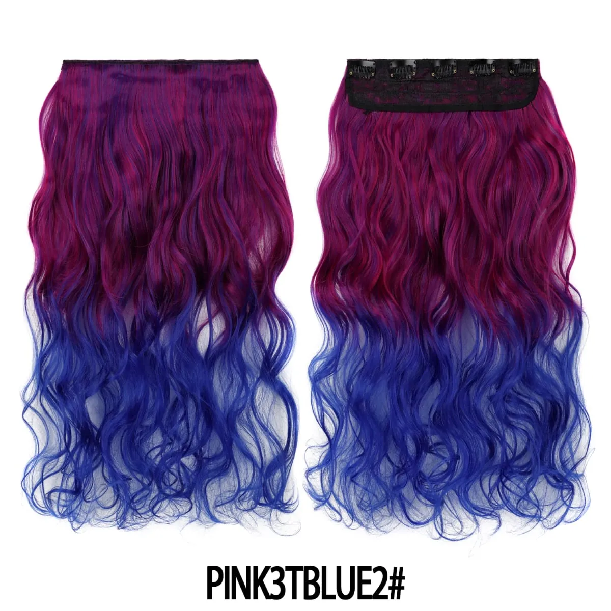 Jeedou uma peça 5 clipes ondulado ombre clipe em extensões de cabelo longo onda de água cabelo encaracolado sintético pedaço arco-íris colorido cabelo — image 26