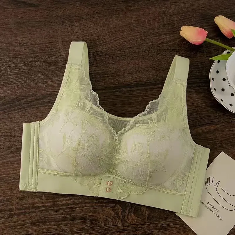 Plus Size Thin CD Cup Push up Bra Sexy Lace Wire-Free Soft Support Anti-Sagging Adjustable Lingerie Bra for Women — image 10