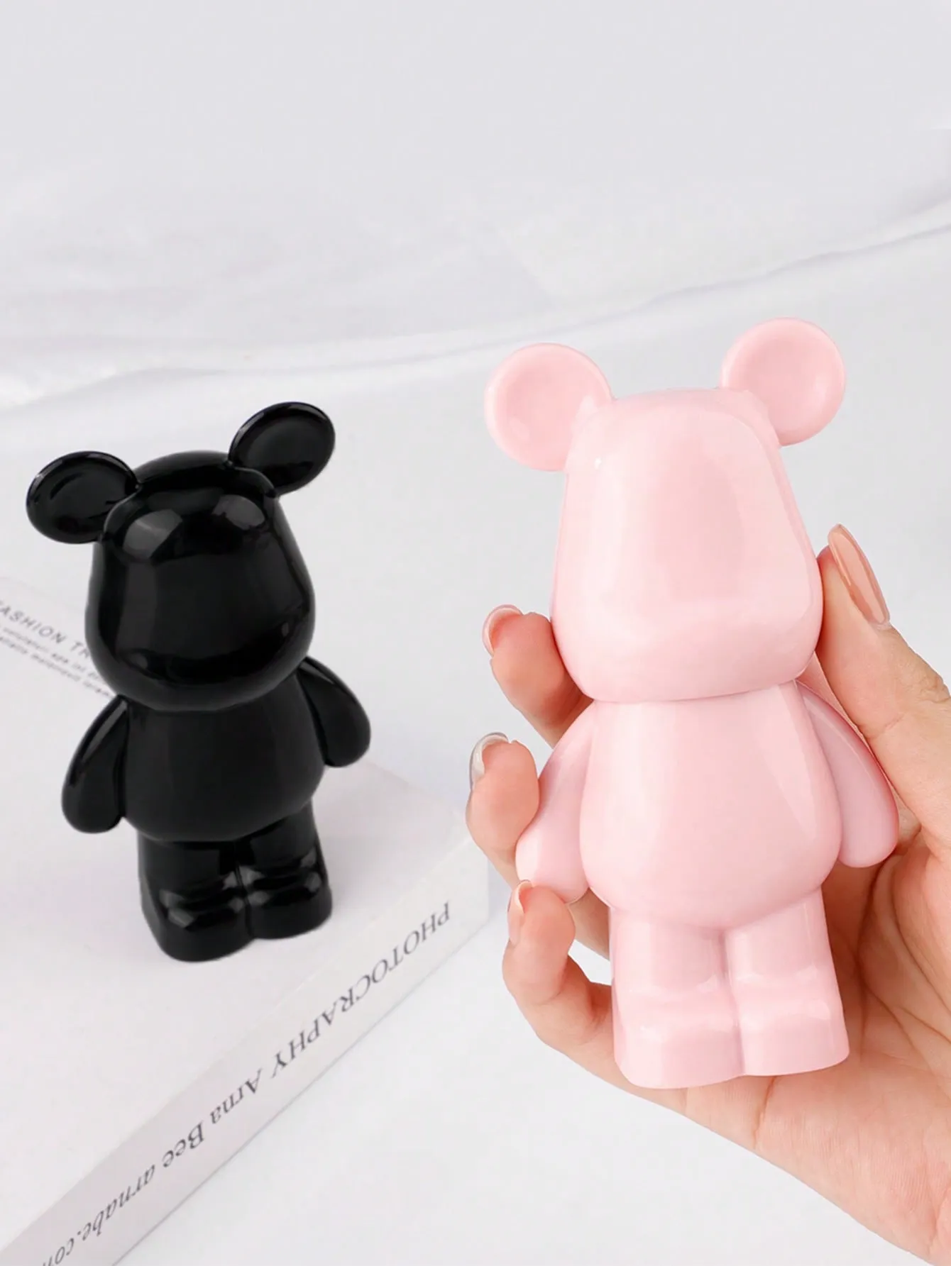 4‑Pcs Cherry Print Makeup Brush Set With Cute Bear‑shaped Storage Case Soft Bristle Blush Eyeshadow Detail Make‑up Brushes Kit — image 2