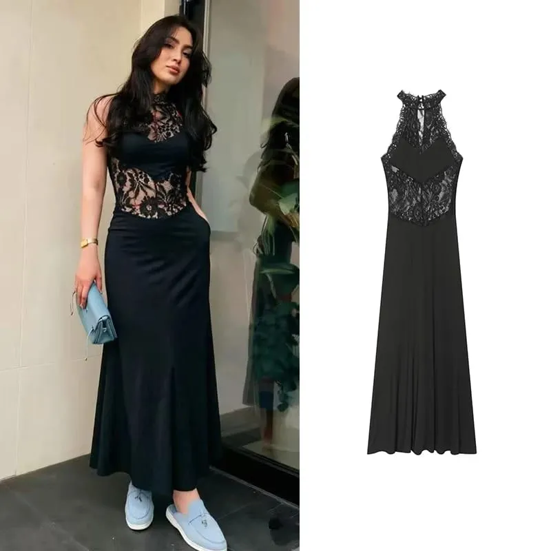 Lace Dress Summer Women's 2026 New Fashion Slim Hollow Elegant Women's Long Dress Chic Youth Ball Party Street Summer Dresses — image 1
