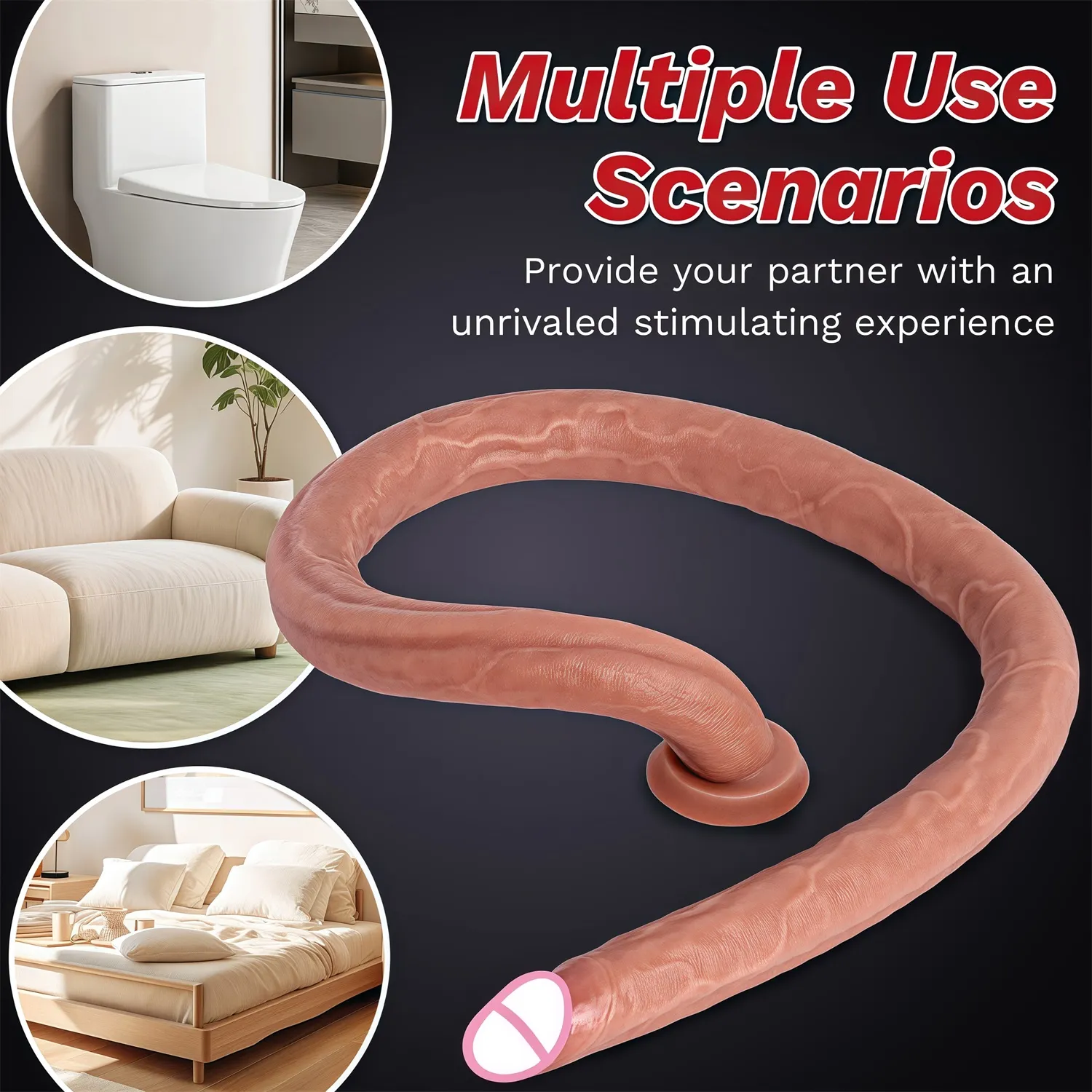 16.73 Inch Flesh Extra Long Dildo Women Realistic Sex Toys Soft Silicone Huge Dildo Strong Suction Cup Large Dildo for Women/Men — image 5