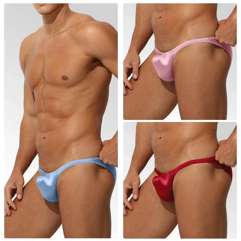 Intimo da uomo in raso di seta ghiaccio a vita bassa Aderente sportivo StyleJJ Boosting slip sensuali di lusso Youth Nylon Spandex — image 9