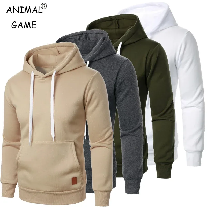 Masculino casual gola com capuz cordão hoodies moletom camisas de manga longa ao ar livre streetwear cor sólida pulôver leve — image 6