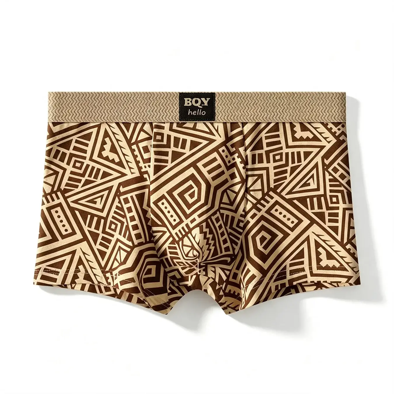 Atmungsaktive, bequeme Unterwäsche für Herren im amerikanischen Stil, personalisierte Boxershorts, bedruckt, trendige, ethnische Retro-Quadrat-Unterhose