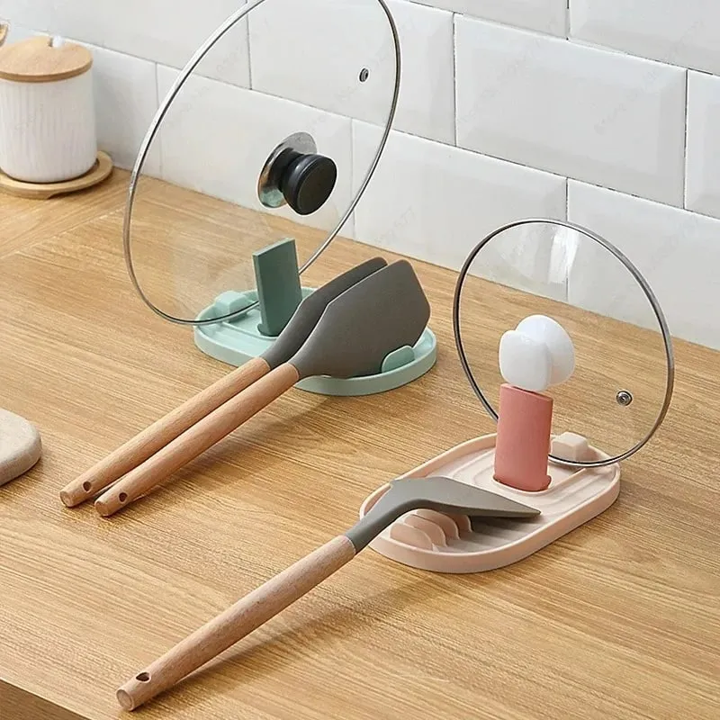 1pcs Polychrome Foldable Nordic Style Pot Holder Lid Shovel Storage Rack Practical Multifunctional Utensils for Kitchen Supplies — image 4