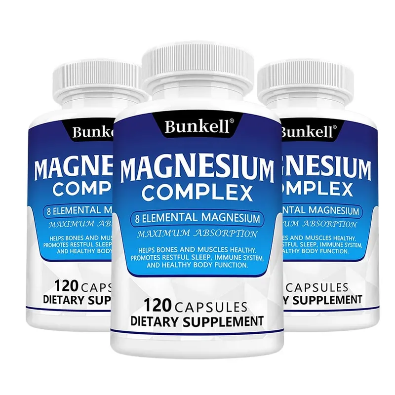 Magnesium Complex Supplement 8 Elemental 1000mg - for Bones Muscle Recovery Energy Vegan Non-GMO 120 Capsules
