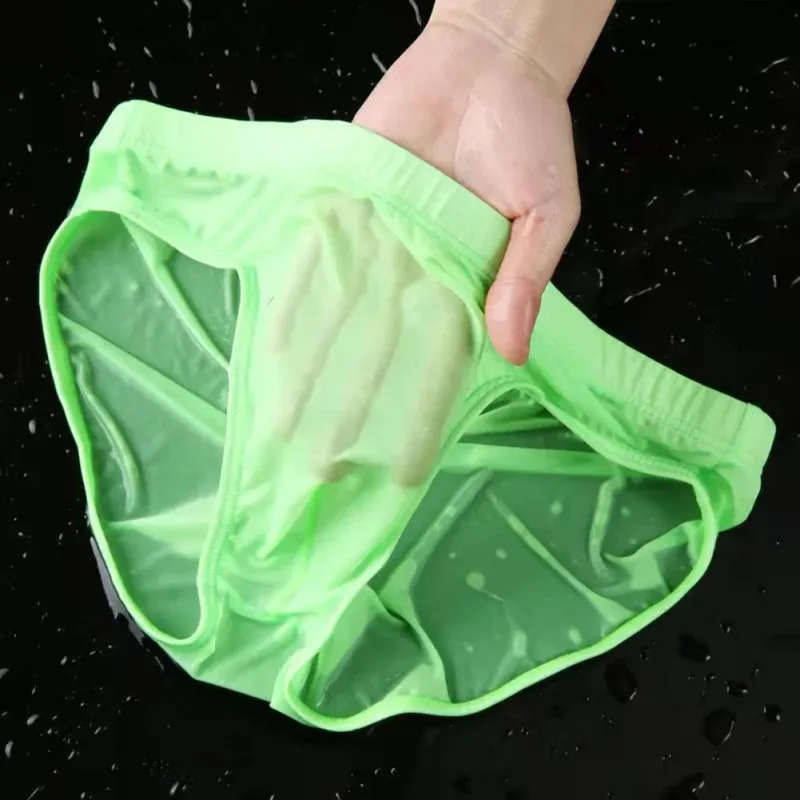 Celana Dalam Sutra Es Tipis Seksi Pria Pakaian Dalam Celana Dalam Pinggang Rendah Sejuk Kantung Cembung U Cepat Kering Pendinginan Musim Panas — image 5
