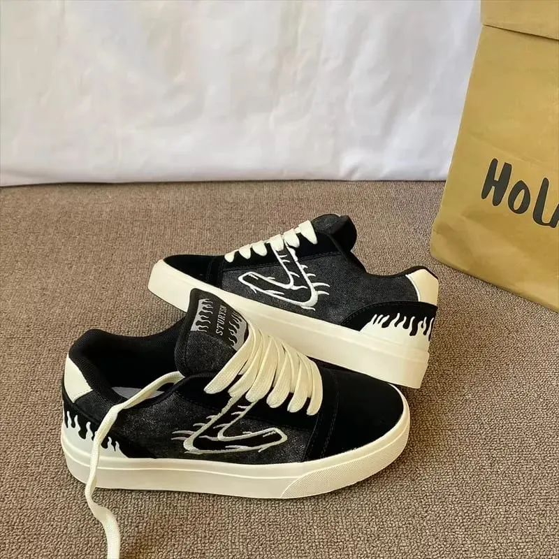 Design Sensation Men's Black White Board Shoes Spring 2026 New Style Couple Match Sport Low Top Casual Sneakers Breathable — image 5