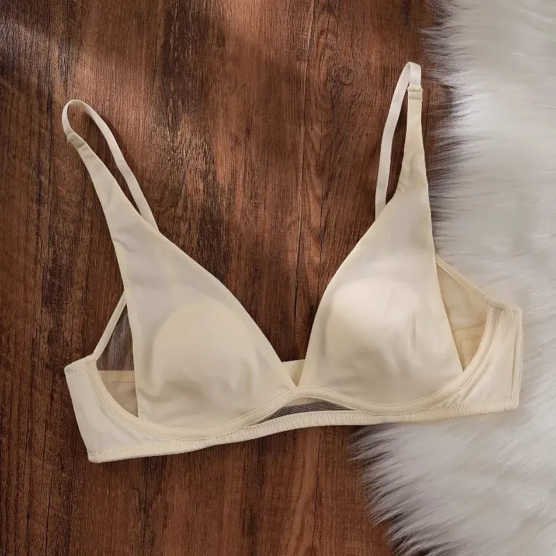 Sexy Deep V Rabbit Ear Bra Wireless Invisible Summer Bra for Women Thin Breathable Comfort Bralette Small Chest No Underwire