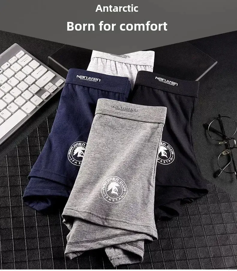 4 pacote masculino plus size boxer shorts de algodão anti-chafe roupa interior grande e alto respirável solto ajuste elástico na cintura boxers — image 5