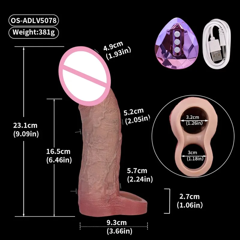 Kablosuz Kontrol Gerçekçi Içi Boş Yapay Penis Yumuşak Silikon Penis Kollu Prezervatif Erkek Dick Artırıcı Gecikme Boşalma Seks Oyuncakları — image 11