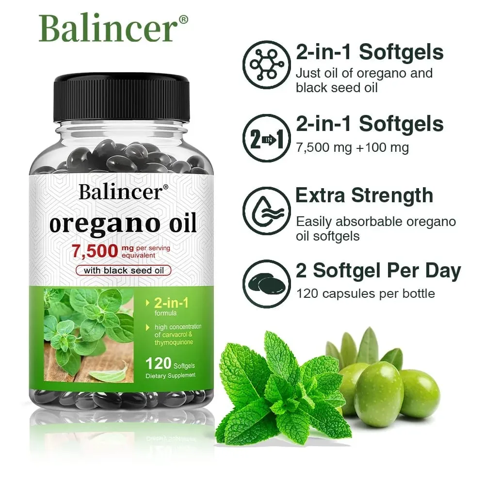 Óleo de orégano 7 500 mg com óleo de semente preta - alto suporte de carvacrol, músculo digestivo, nervo ósseo e saúde imunológica — image 5