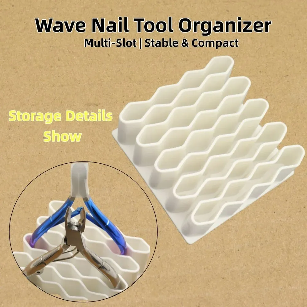 1PC Silicone Nail Tool Organizer Holder Multifunction Wave-Shaped Desktop Storage Rack for Lipstick Brushes & Cosmetics — image 5