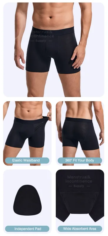 Men's Boxer Incontinence Anti-Leak Super Absorbent Reusable Washable Senior Leak Proof Underwear Control Stains and Odour — image 14