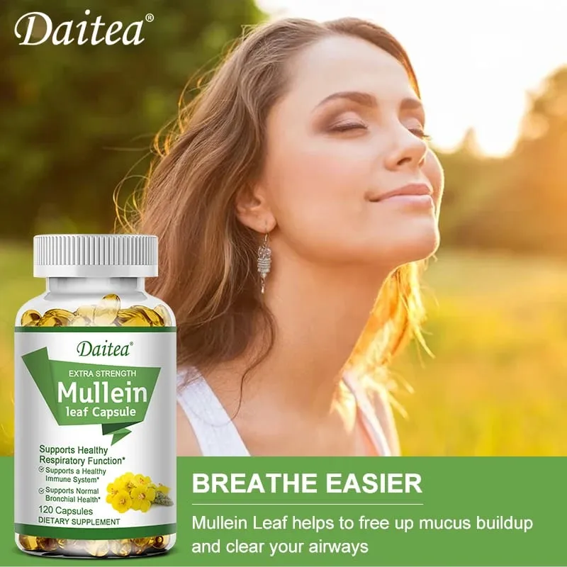 Mullein Extract Capsules Suitable For Lung & Bronchial Cleanse for Smokers - Respiratory Health Support Gut Health — image 7