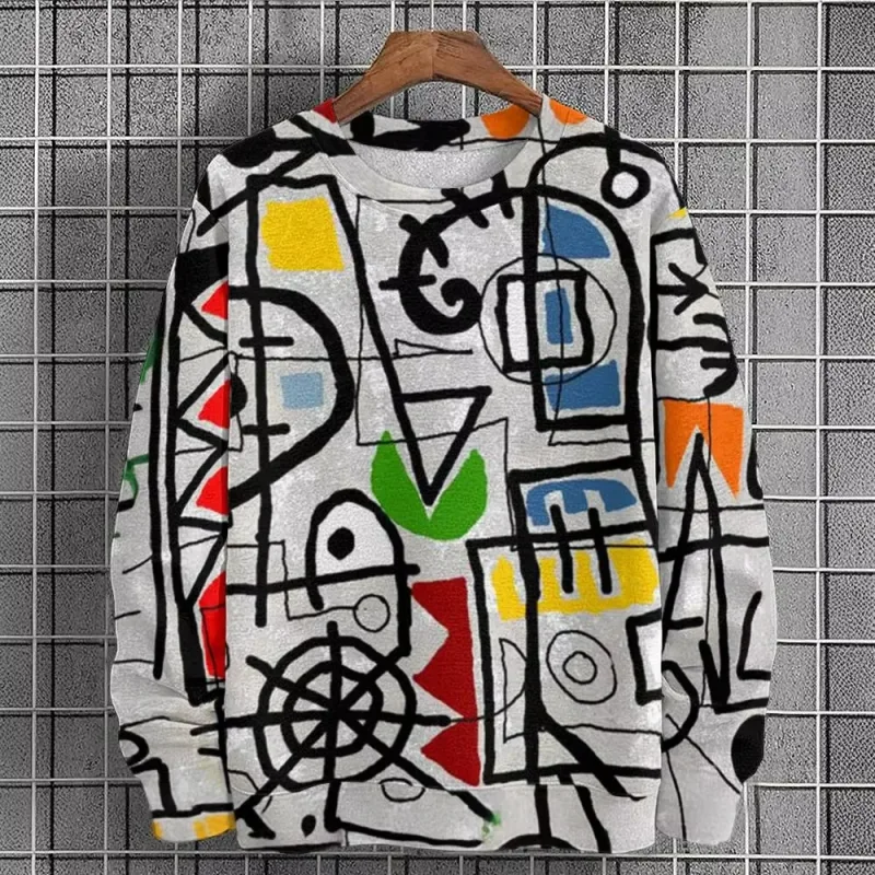 Mga Graphic na Sweatshirt ng Kalalakihan Para sa Mga Lalaki Graffiti Pullover Long Sleeve Sweatshirt Crew Neck Fashion Pang-araw-araw na Kaswal na Bakasyon sa Bakasyon Bago — image 13
