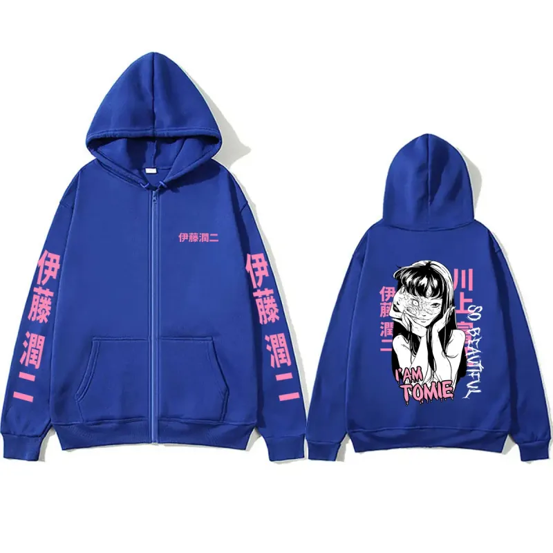 Anime Tomie Junji Ito Zipper Hoodie Men Women Vintage Manga Horror Gothic Zip Up Sweatshirts Men's Cosplay Retro Zip Up Jacket — image 10