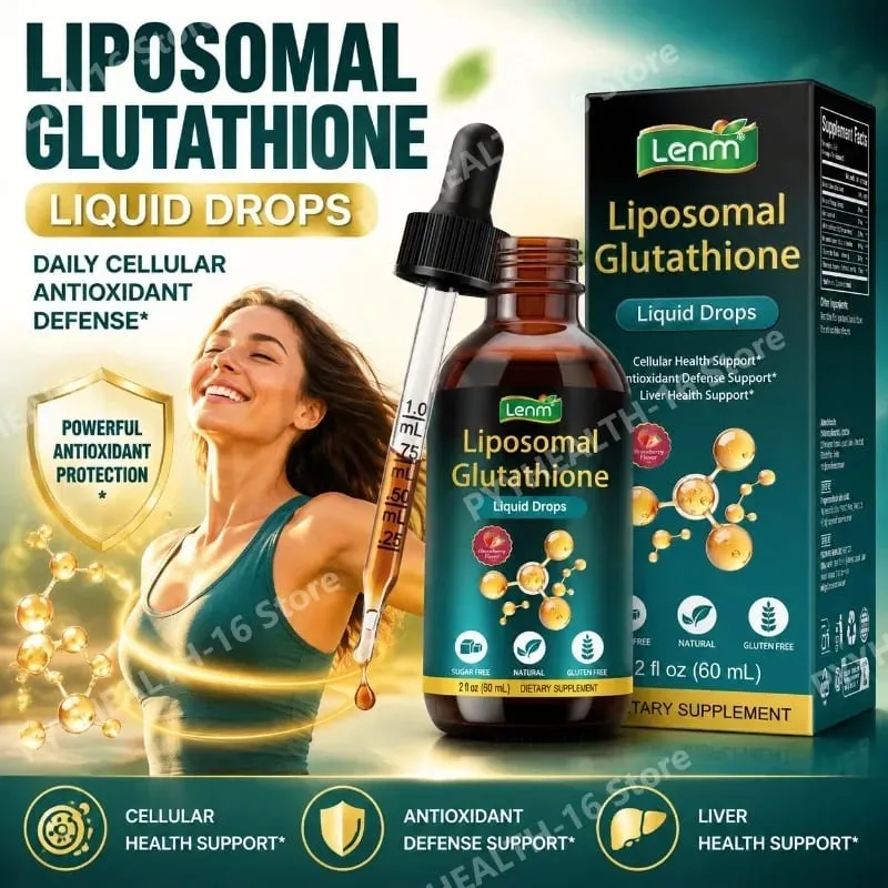 Lenm Liposomal Glutathione Liquid Drops Antioxidant Defense Support with Vitamin C and NAC Sugar Free and Gluten Free 60 ML