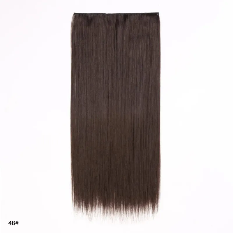 Hairpiece 5-Clips One Piece Clip-In Hair Extension Long Straight Hair Voluminous Natural Soft Synthetic Hair for Women Daily Use