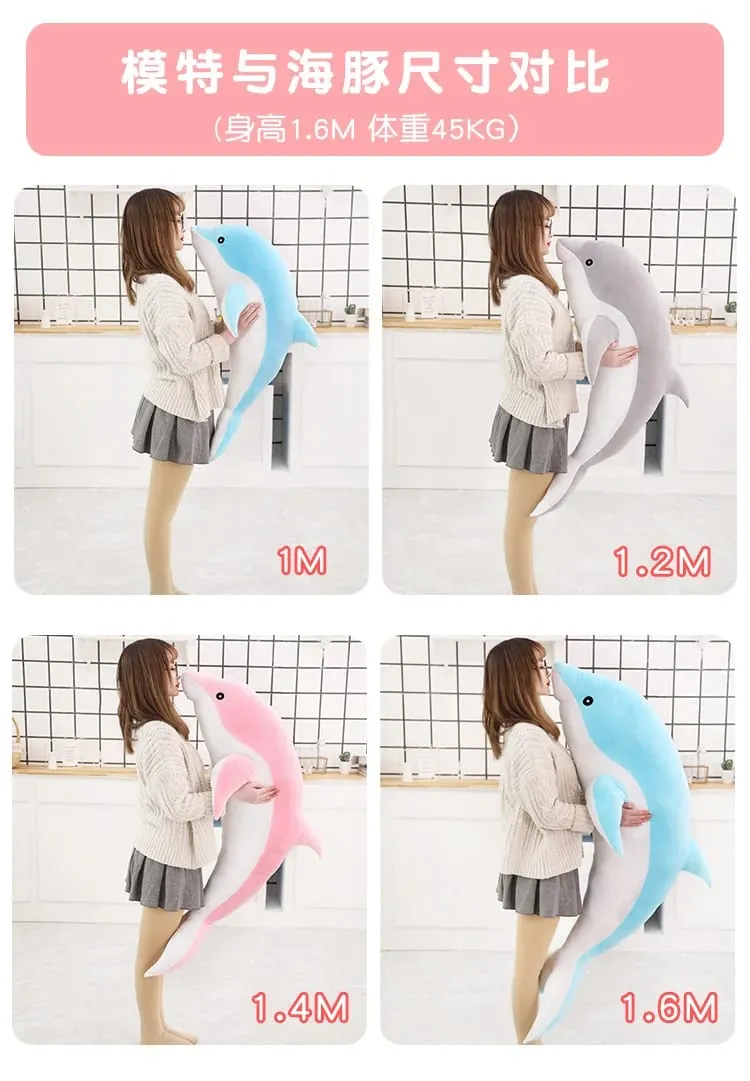 Children Dolphin Pillow Doll Sleeping On Bed Girl Doll Birthday Gift Ocean World Plush Toy for Kids Large Doll Peluches Gifit — image 10