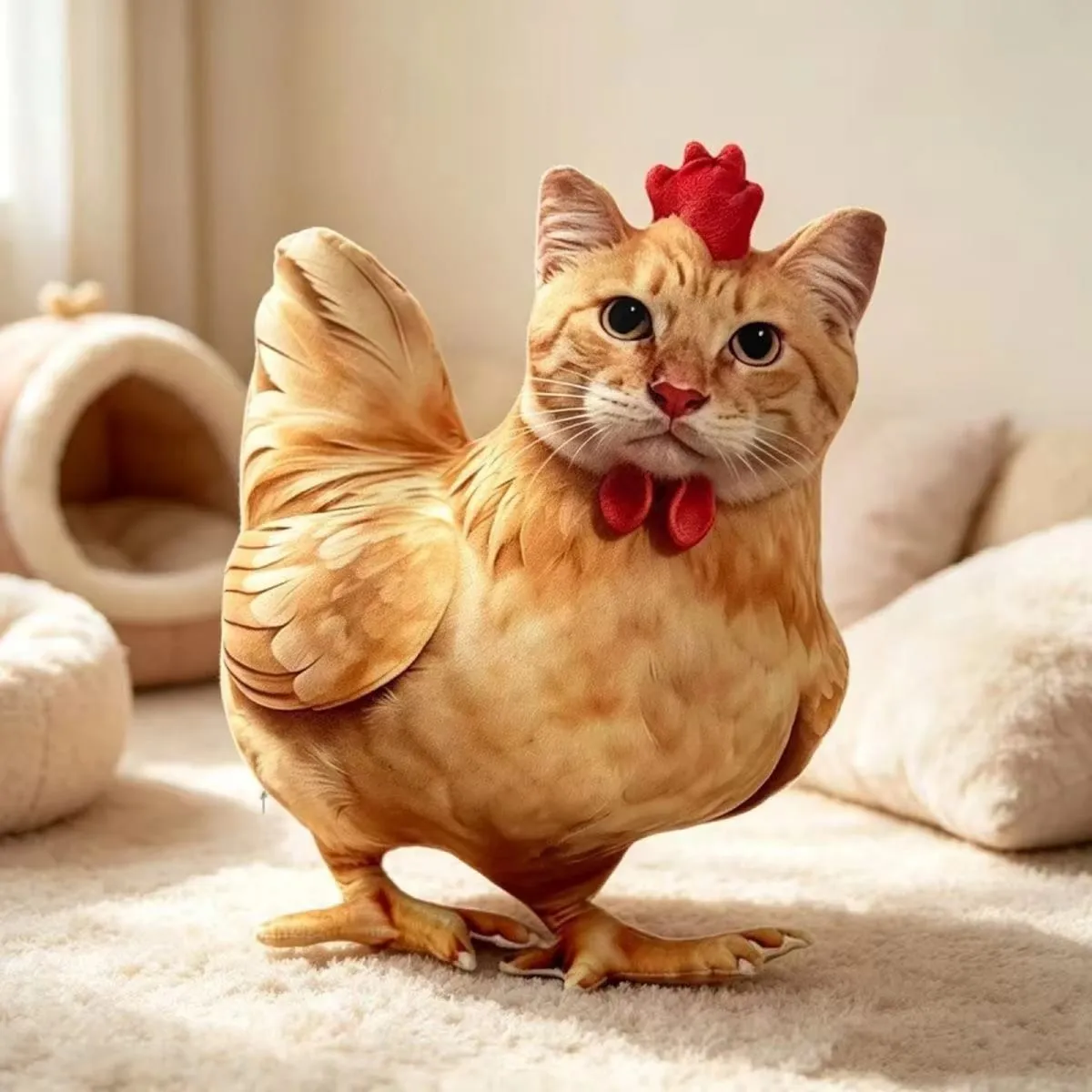 Gato frango engraçado novidade brinquedo de pelúcia animal de pelúcia sofá travesseiro 3d almofada bonito gatinho boneca decoração do quarto
