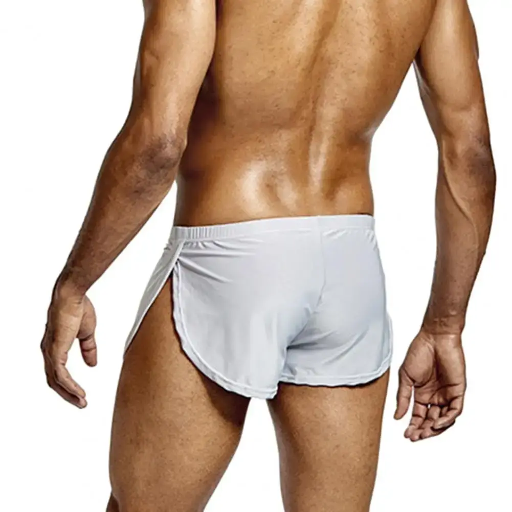 Männer Einfarbig Atmungsaktive Low-rise Shorts Höschen Elastische Taille Seite Split Eis Seide Lounge Shorts Unterhosen Nachtwäsche — image 7