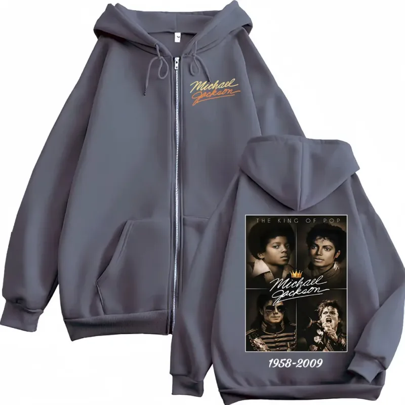 The King of Pop Michael Jackson Bad Era Zip Up Hoodies Men's Women Harajuku Street Jacket Sweatshirt Fleece Casual Zipper Hoodie — image 2