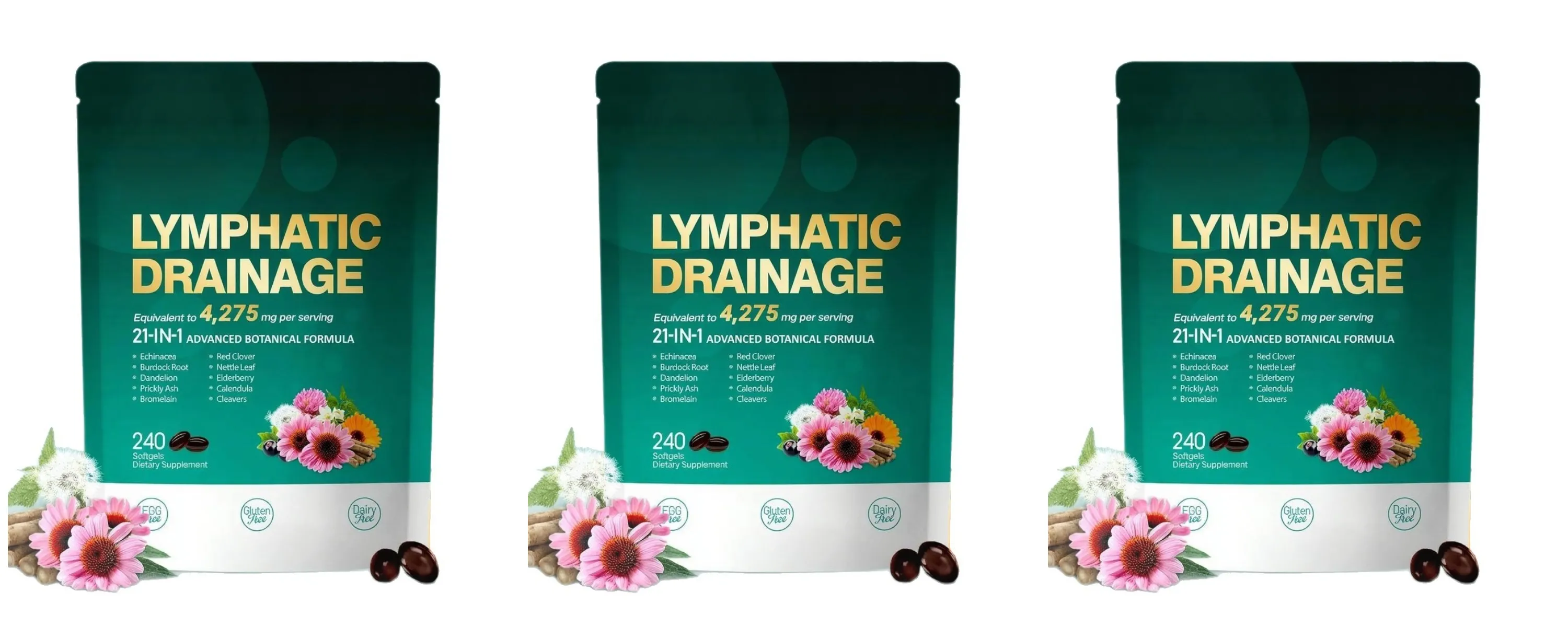 Lymphatic Support Softgels with Echinacea Dandelion Herbal Supplement 21-in-1 Botanical Formula for Lymph Flow System 240 Count — image 8