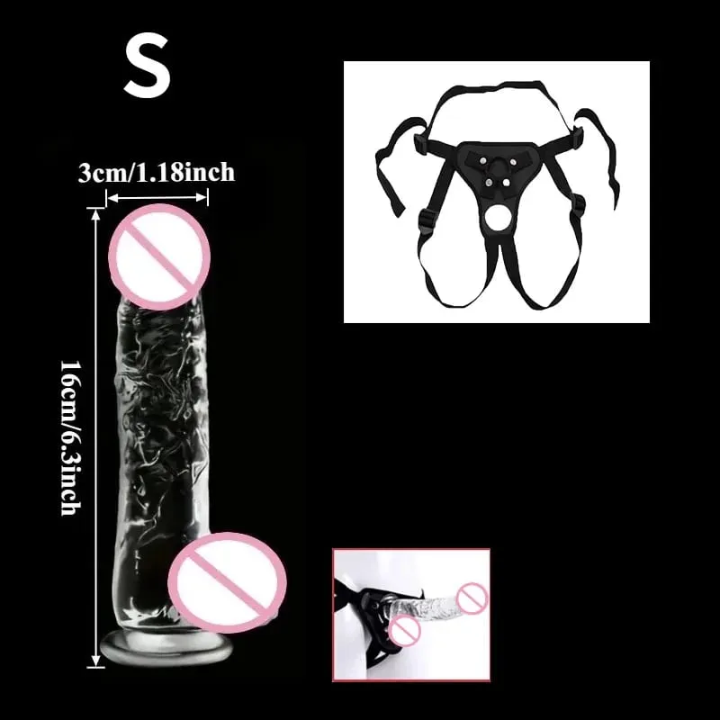 Realistic Wearable Strap On Clear Dildo Masturbator Strong Suction Cup G-spot Adult Sex Toy Suitable for Female and Male Couples