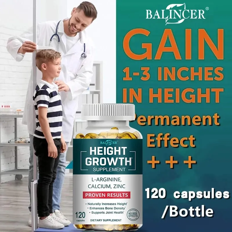 Height Growth Supplements Calcium Vitamin D3 Zinc Bone Strengthening Natural Height Increase for Children Teens Adults — image 2