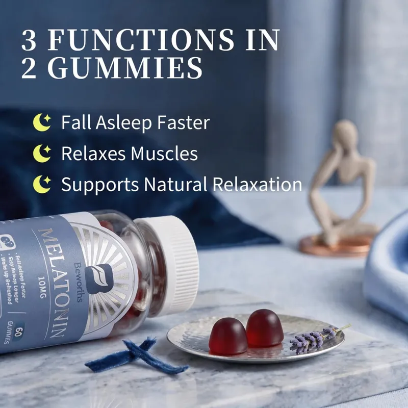 B BEWORTHS Mirtilo Melatonina 10 mg Gomas para dormir Criativo para dormir Pílulas para dormir Melatonina para dormir relaxante para adultos — image 4