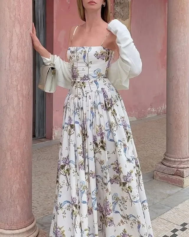 Suninheart roupas de verão para mulheres vestido midi elegante 2025 recém chegados vestido de férias com estampa floral branca — image 8